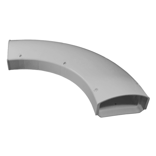 Gray 4.5-inch long sweep for 90° wide bends in HVAC line set covers, durable and UV-resistant