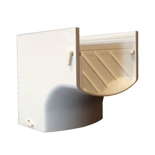 4.5-inch Interior 90 for HVAC line set covers, UV-resistant, adjustable depth, and screw-free installation