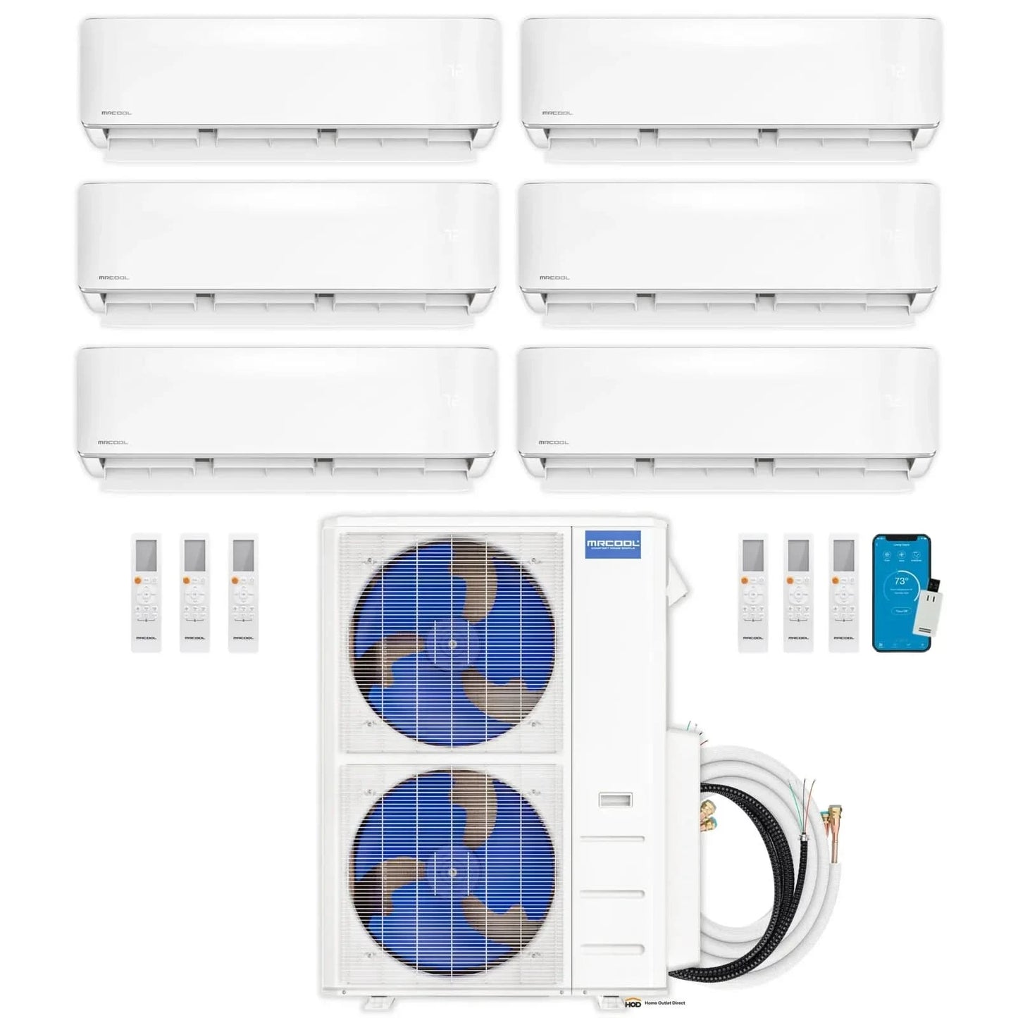 MRCOOL DIY 5th Gen Multi-Zone 6-Zone 55,000 BTU 22 SEER2 (9K + 9K + 9K + 9K + 12K + 18K) Ductless Mini-Split Air Conditioner and Heat Pump
