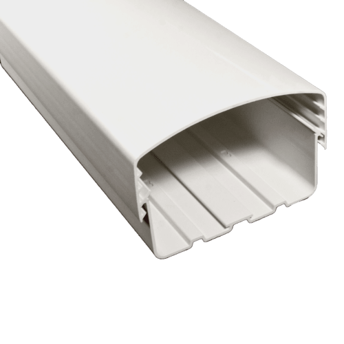 White 4.5-inch channel base and cover for HVAC systems, with quick-snap covers and UV-resistant materials