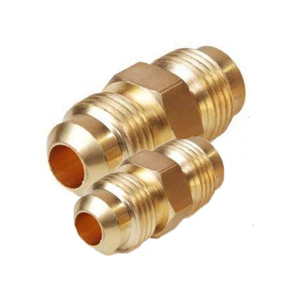 Brass refrigeration flare union kit — set of 2 male-male fittings for copper line sets
