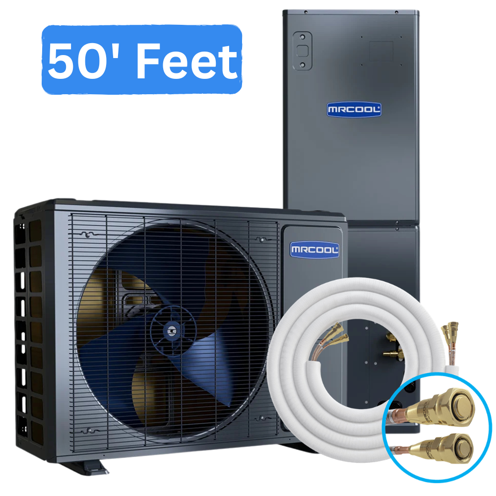 MRCOOL 2 ton Universal Series 24k BTU heat pump system with 50 ft pre charged DIY line set