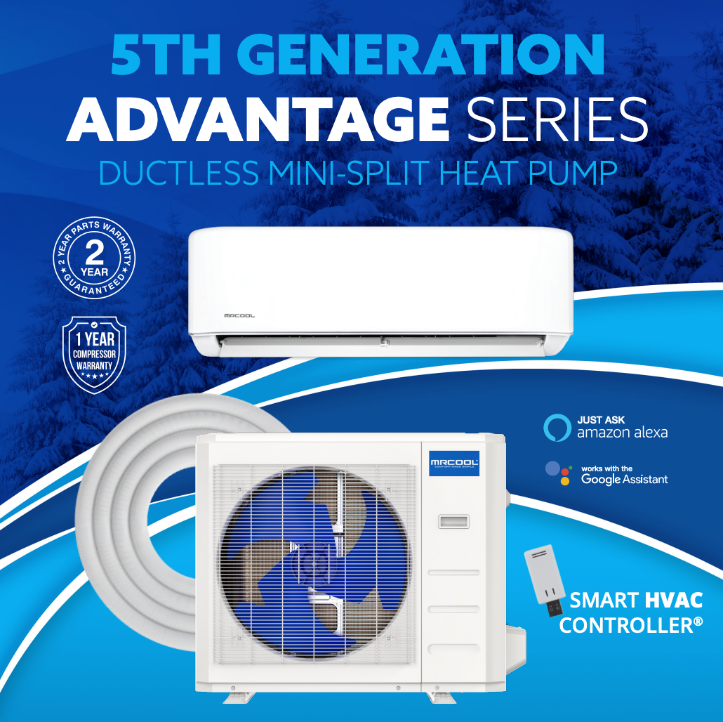MRCOOL Advantage 5th Gen 9,000 BTU 21.5 SEER2 Ductless Mini Split Air Conditioner and Heat Pump - 115V