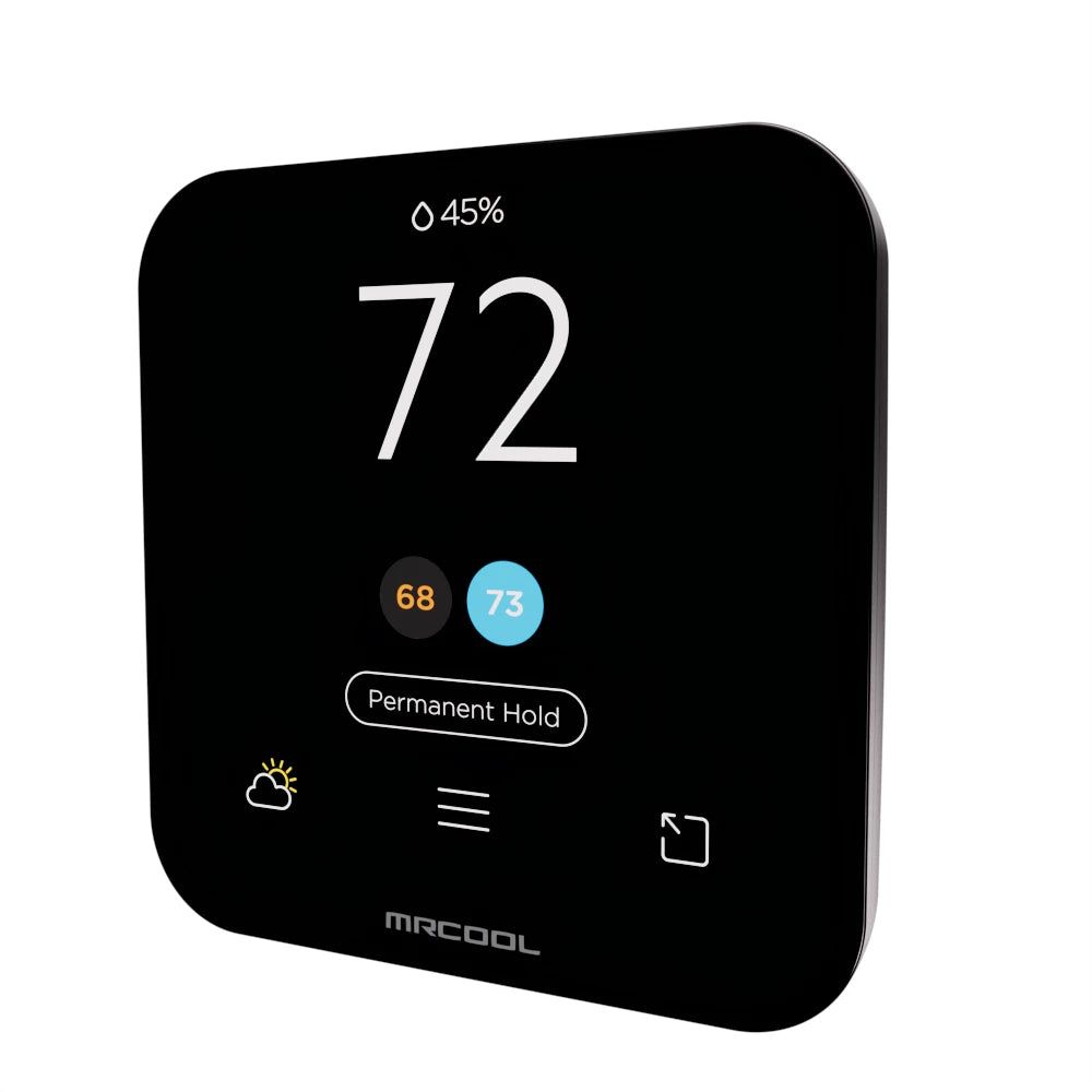 MRCOOL VersaPro 2nd Gen black smart thermostat included with 48,000 BTU central ducted system