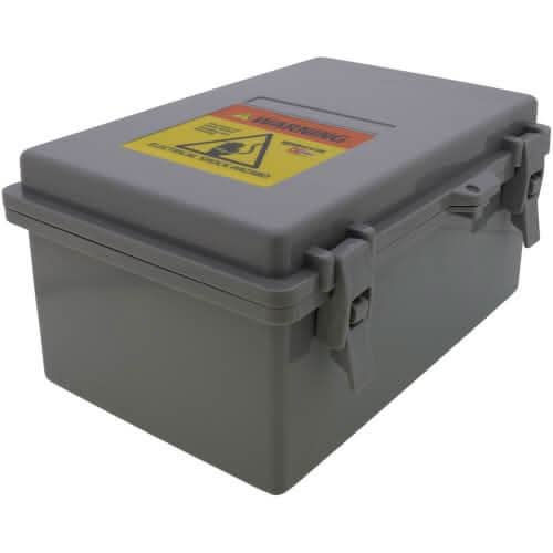 Angled view of RectorSeal RSH-50 VRM Kit NEMA weatherproof surge protection enclosure