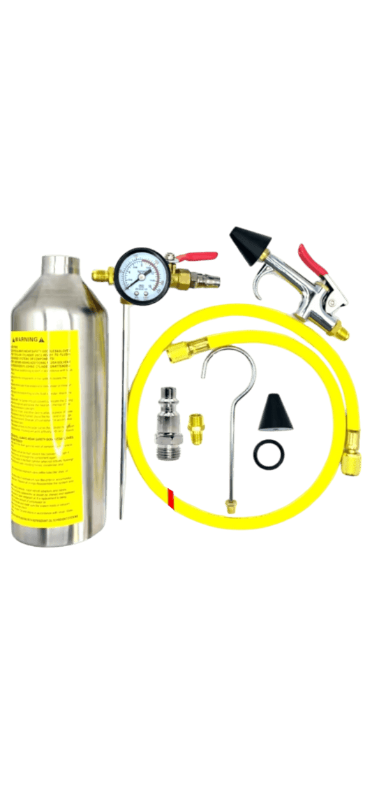 Air Conditioning Cleaning Canister – Aluminum A/C System Flush Bottle for Line Cleaning with Pressurized Air