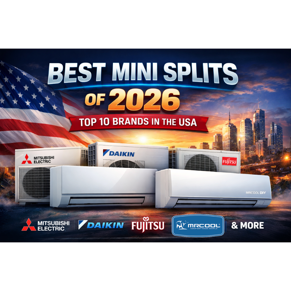 Top 10 best mini split systems of 2026 in the USA featuring Mitsubishi Electric, Daikin, Fujitsu, and MRCOOL ductless heat pump units