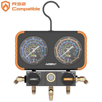 NAVAC N2A4B Manifold Gauge, 800 psi Pressure, 3-1/8 in Dia Dial, Class 1.0 Accuracy