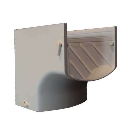 Gray 4.5-inch Interior 90 fitting for HVAC line set covers, perfect for inside corners or vertical bends