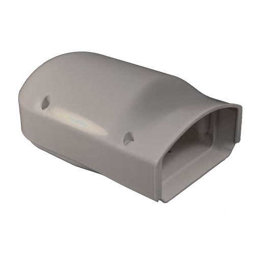 Gray 4.5-inch Wall Inlet for covering line sets turning into the wall, adjustable and UV-resistant.