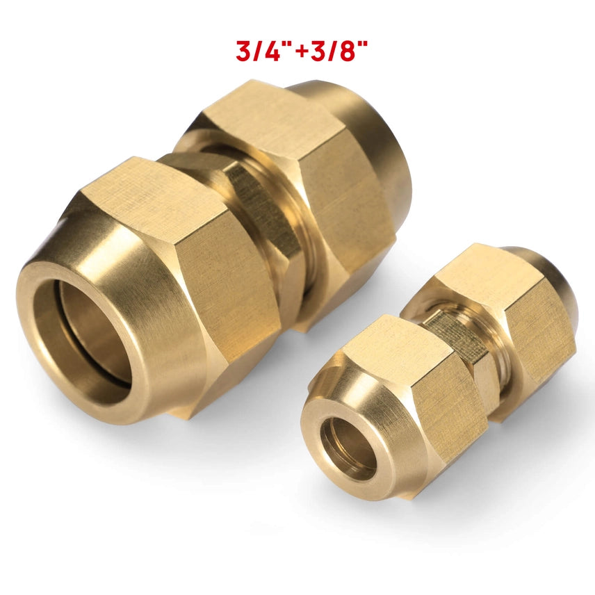 HVAC Flare Coupler Connectors for Traditional Refrigerant Line Sets | 1/4 x 3/8, 1/4 x 1/2, 1/4 x 5/8, 3/4 x 3/8 Brass Line Set Unions for Mini Split & Residential HVAC Systems