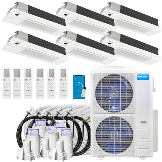 MRCOOL DIY 5th Gen Multi-Zone 6-Zone 55,000 BTU 22 SEER2 (6K + 12K + 12K + 12K + 12K + 12K) Ductless Mini-Split Air Conditioner and Heat Pump with Ceiling Cassettes