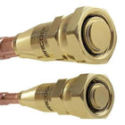 MRCOOL DIY couplers connecting R-454B No-Vac Pre-Charged Line Sets for Universal 2nd Gen and VersaPro systems, demonstrating leak-proof quick-connect design