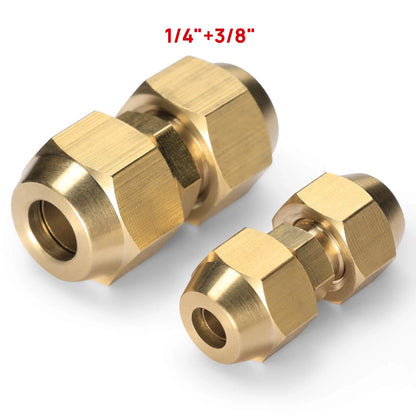 HVAC Flare Coupler Connectors for Traditional Refrigerant Line Sets | 1/4 x 3/8, 1/4 x 1/2, 1/4 x 5/8, 3/4 x 3/8 Brass Line Set Unions for Mini Split & Residential HVAC Systems