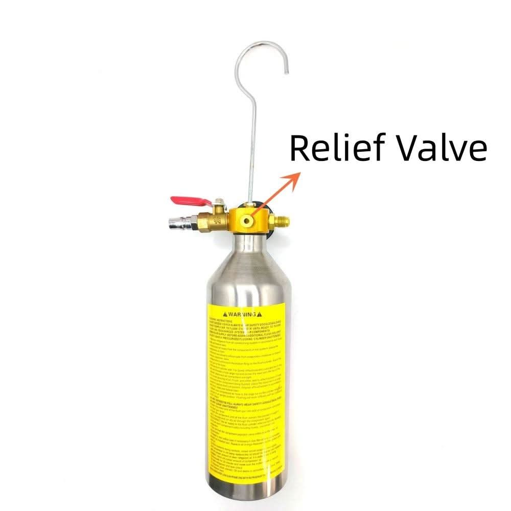 Air Conditioning Cleaning Canister – Aluminum A/C System Flush Bottle for Line Cleaning with Pressurized Air - 