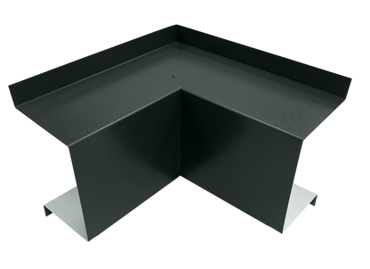 An image of a Perma Cover Commercial Series - 24 Gauge Line Set Cover Inside Corner Elbows - Premium Quality with a 90-degree angle. The piece has a vertical back and two side wings extending outward, forming an L shape. It appears to be part of a structural or industrial component, such as inside corner elbows used for joining HVAC line set covers.