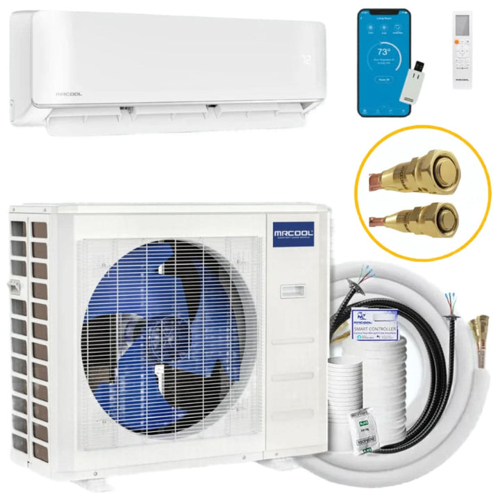 MRCOOL DIY 5th Gen 9k BTU 115V single-zone mini split system – ENERGY STAR® rated, pre-charged for simple wall-mounted install.