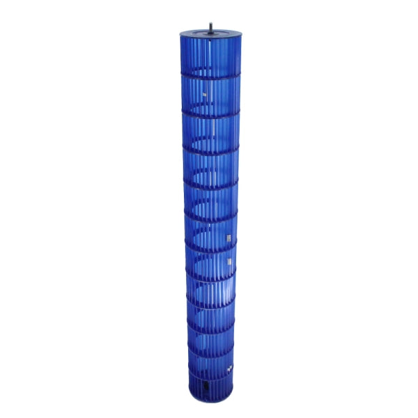 MRCOOL Crossflow Fan 12100102000001 showing long blue cylindrical fan wheel