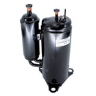 MRCOOL Compressor 11103020000179 showing black compressor with attached cylinder, capped fittings and mounting feet