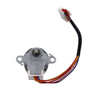 MRCOOL Stepper Motor 11002010000077 showing small metal motor with two mounting tabs and colored connector leads
