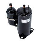MRCOOL Compressor 11103020000006 showing black compressor with attached cylinder, capped fittings and mounting feet