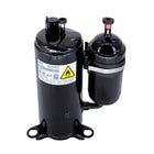 MRCOOL Compressor 11103020006459 showing black compressor with attached cylinder, capped fittings and mounting feet