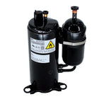 MRCOOL Compressor 11103020006440 showing black compressor with attached cylinder, capped fittings and mounting feet