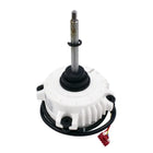 MRCOOL Motor 11002015016275 showing white ribbed housing, metal shaft and red wiring connector