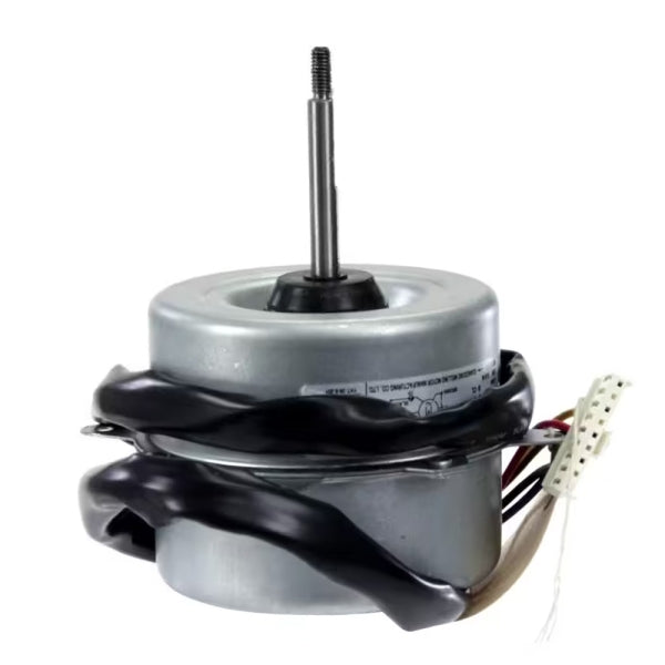 MRCOOL Fan Motor 11002012005430 showing silver cylindrical housing with long threaded shaft and wrapped cable