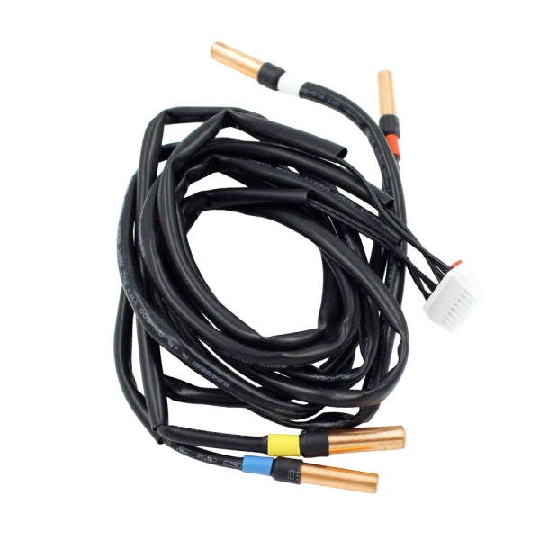 MRCOOL Temperature Sensor 11201007008103 showing multiple copper-tipped probes on coiled black leads and wiring connector