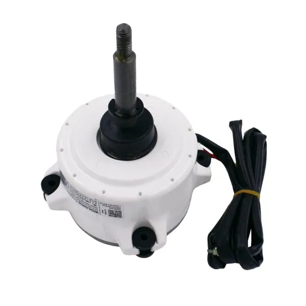 MRCOOL Fan Motor 11002015018478 showing white housing, threaded shaft and coiled black cable