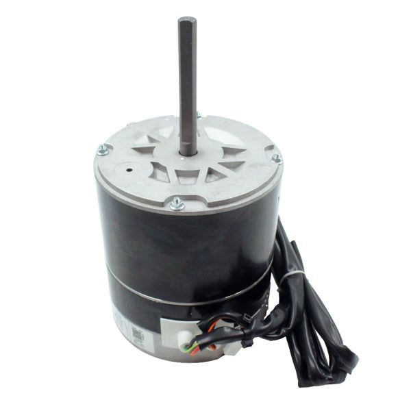 MRCOOL Fan Motor 11002015022561 showing black cylindrical motor with vented silver top, long shaft and cable