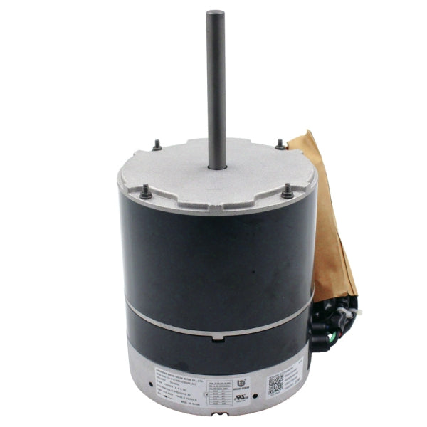 MRCOOL Fan Motor 11002015022559 showing black cylindrical motor with silver top, long shaft and wrapped cable