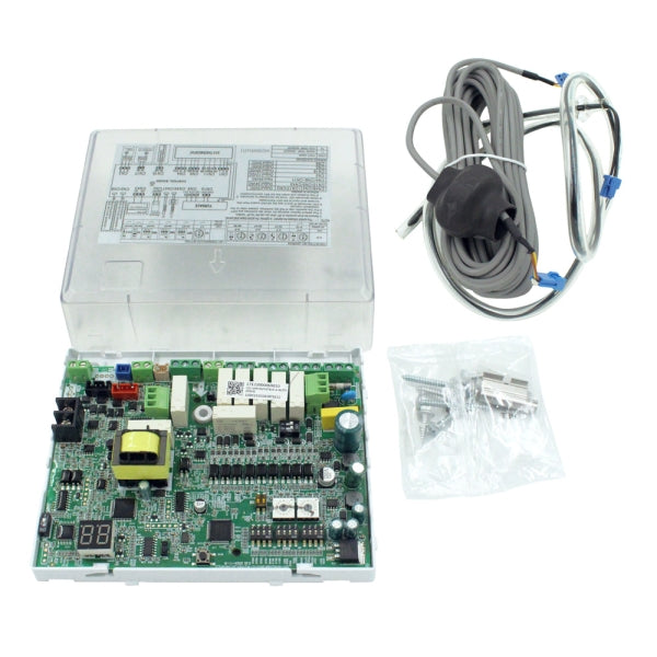 MRCOOL Control Board 17223000A09918 showing circuit board, clear cover, coiled cable and mounting hardware