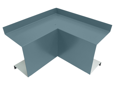 An image of a grey Perma Cover Residential Series - Line Set Cover Inside Corner Elbows - Premium Quality, typically used in roofing and HVAC installations. The flashing is shaped to fit around a 90-degree inside corner elbow, with flat extensions on either side for coverage and protection. The background is transparent.