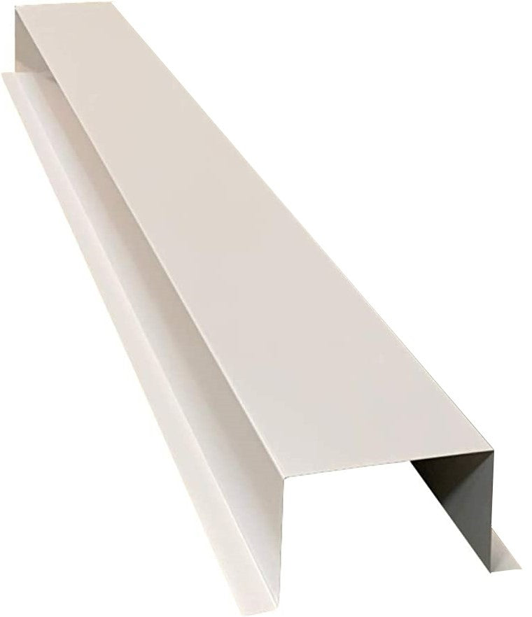A Perma Cover Residential Series - Painted HVAC Line Set Cover Extensions - Additional 5 Foot Extension Section, commonly used in construction for weatherproofing roofs and walls, is seen lying flat on a white background. The piece has a seamless and durable finish with a right-angle bend and a slight extension on one side.