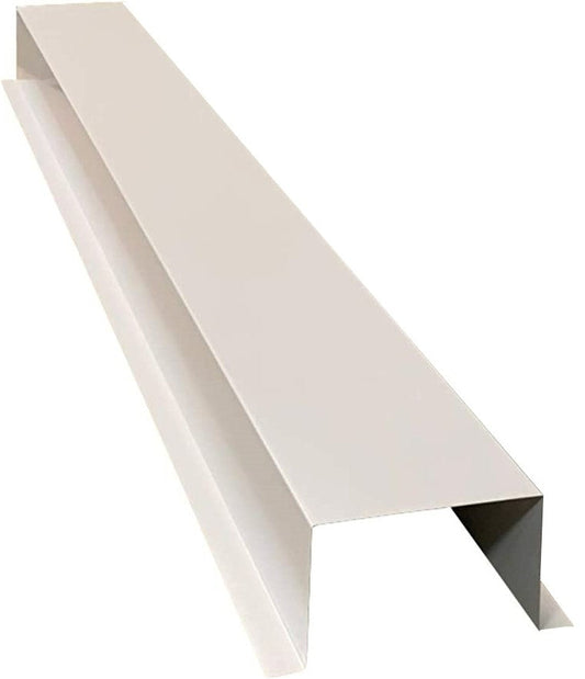 A Perma Cover Residential Series - Painted HVAC Line Set Cover Extensions - Additional 5 Foot Extension Section, commonly used in construction for weatherproofing roofs and walls, is seen lying flat on a white background. The piece has a seamless and durable finish with a right-angle bend and a slight extension on one side.
