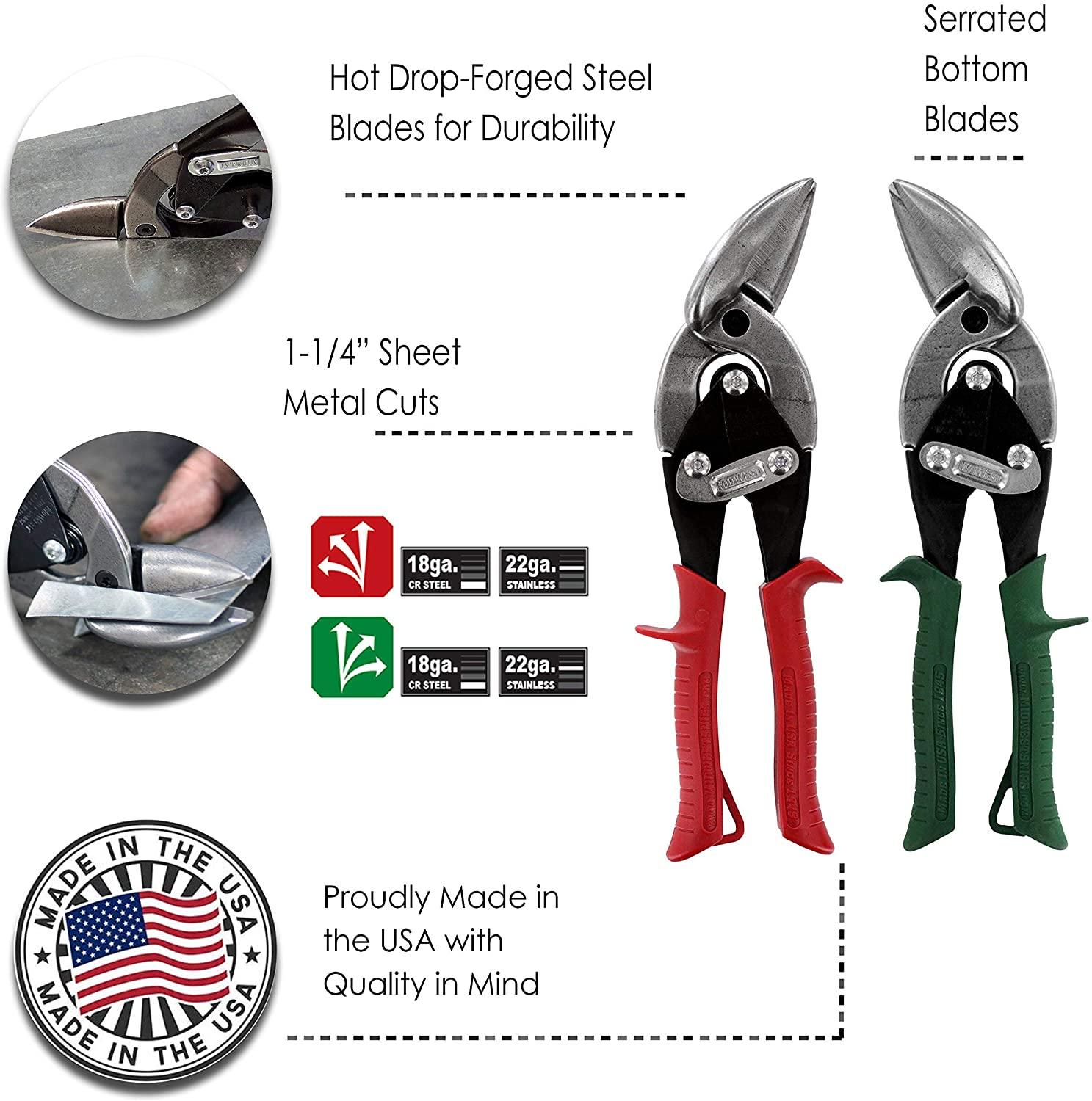 MIDWEST Aviation Tin Snips - Offset Tin Cutting Shears - High Quality, Combo Pack - 