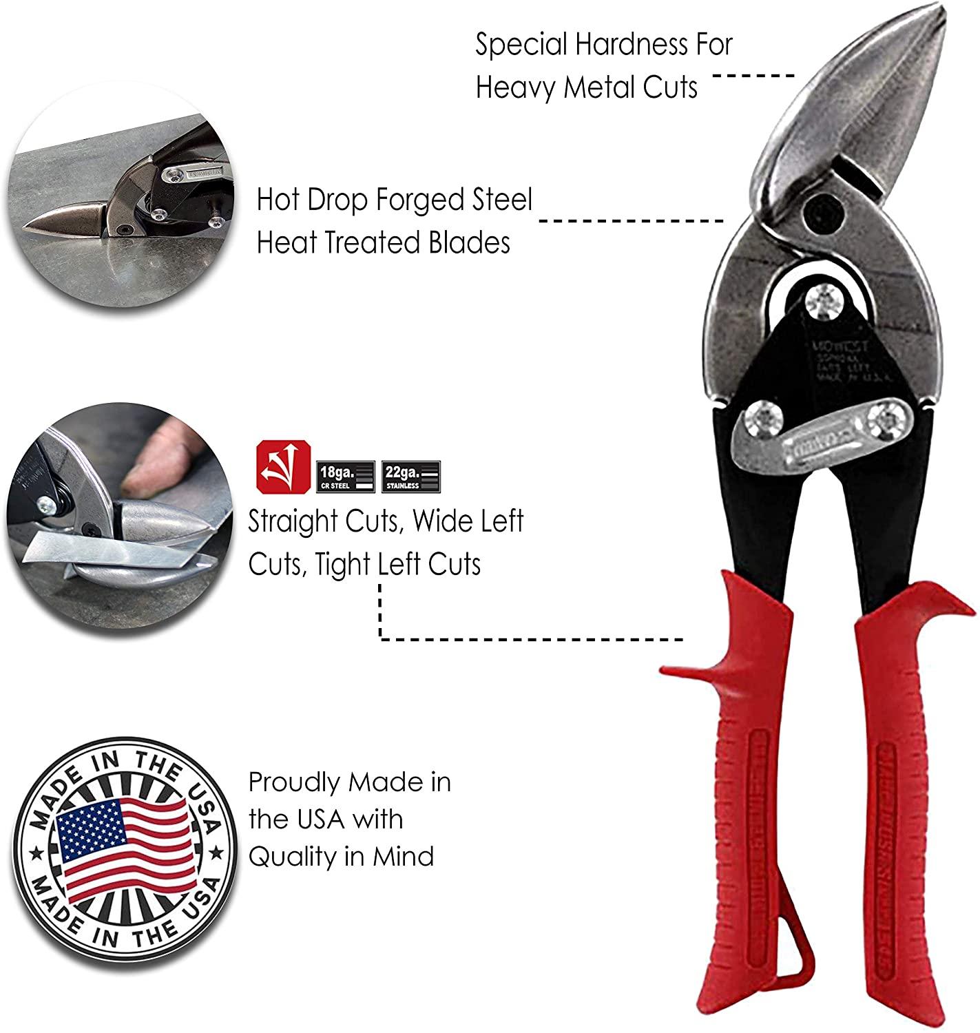 MIDWEST Aviation Tin Snips - Offset Tin Cutting Shears - High Quality, Combo Pack - 