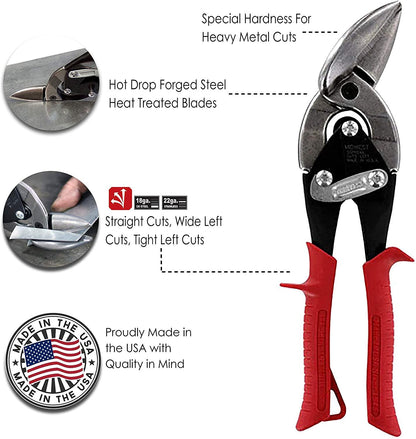 MIDWEST Aviation Tin Snips - Offset Tin Cutting Shears - High Quality, Combo Pack - 