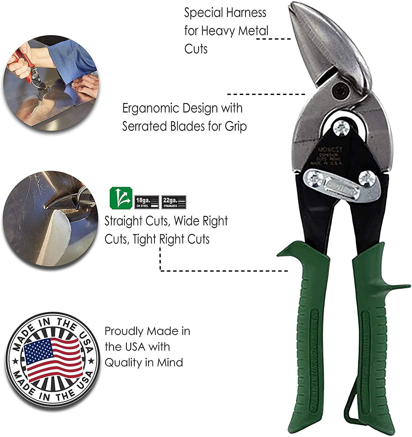 MIDWEST Aviation Tin Snips - Offset Tin Cutting Shears - High Quality, Combo Pack - 