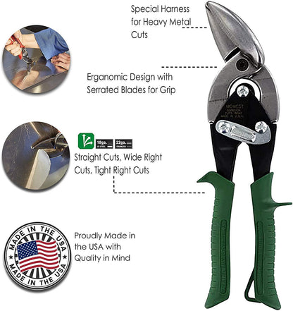 MIDWEST Aviation Tin Snips - Offset Tin Cutting Shears - High Quality, Combo Pack - 