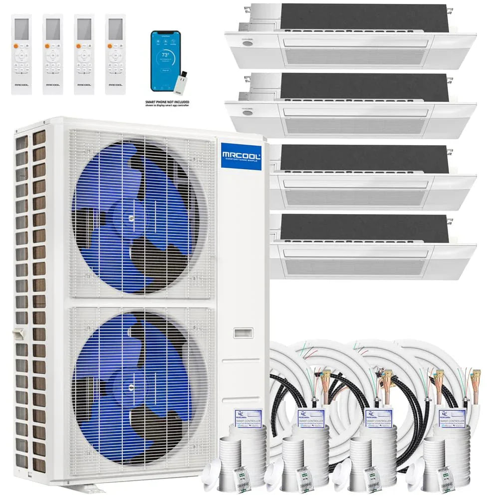 MRCOOL DIY 5th Gen Multi-Zone 4-Zone 48,000 BTU 22 SEER2 (9K + 9K + 9K + 9K) Ductless Mini-Split Air Conditioner and Heat Pump with Ceiling Cassettes