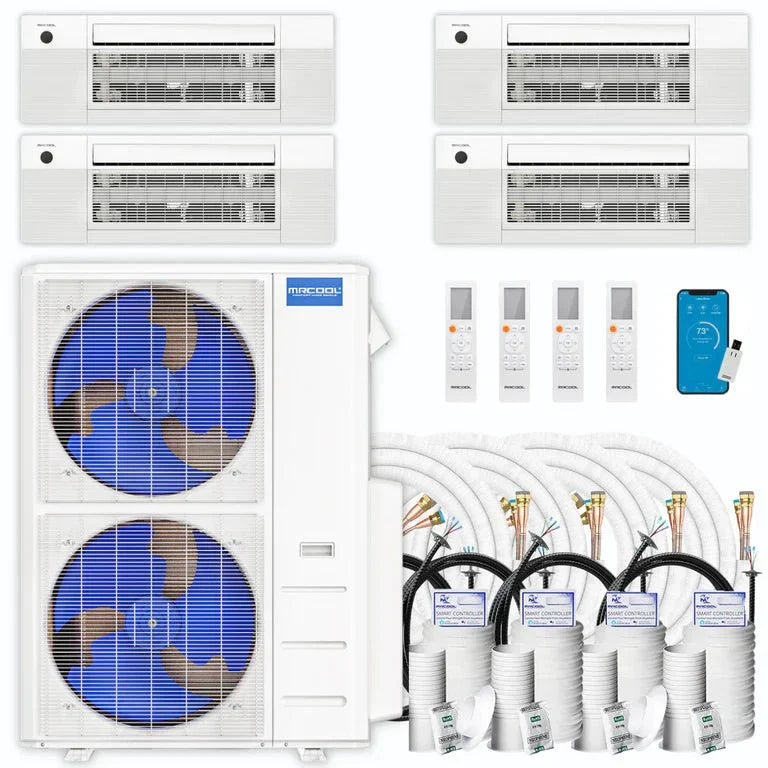 MRCOOL DIY 5th Gen Multi-Zone 4-Zone 48,000 BTU 22 SEER2 (9K + 9K + 9K + 9K) Ductless Mini-Split Air Conditioner and Heat Pump with Ceiling Cassettes