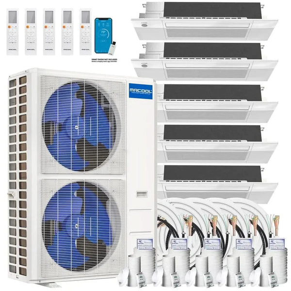Mini Split Cooling Stack MRCOOL DIY 5-Zone Ceiling Cassette Mini Split | 48K BTU Gen 4 R-410A ...