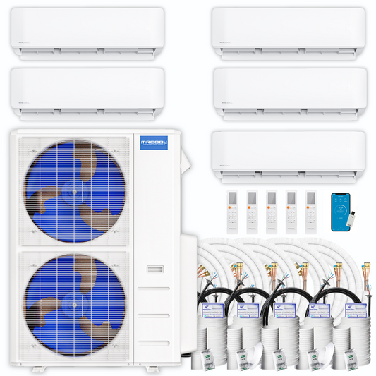 MRCOOL DIY Mini Split - 51,000 BTU 5 Zone Ductless Wall Air Handler Air Conditioner and Heater with 35 ft. Install Kit, DIY548HP090909121235