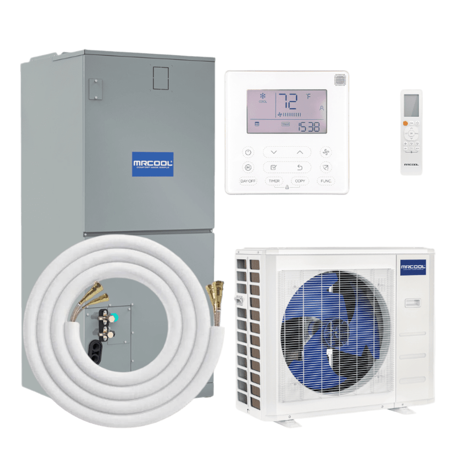 MRCOOL 36K BTU HyperHeat Central Ducted Air Handler and Heat Pump Condenser - 16 SEER2, CENTRAL-36-HP-230A00 - 