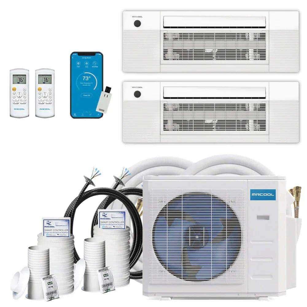 MRCOOL DIY 4th Gen 2-Zone 18,000 BTU 21 SEER (9K + 9K) Ductless Mini Split AC and Heat Pump with Ceiling Cassettes - 230V - 