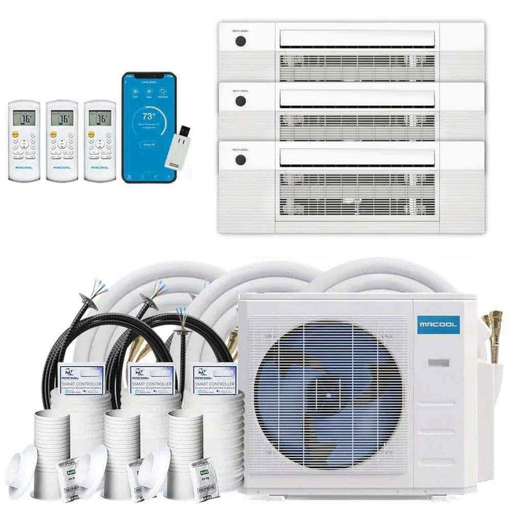 MRCOOL DIY 4th Gen 3-Zone 27,000 BTU 22 SEER (9K + 9K + 9K) Ductless Mini Split AC and Heat Pump with Ceiling Cassettes - 230V - 