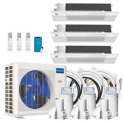 MRCOOL DIY 4th Gen 3-Zone 36,000 BTU 22 SEER (12K + 12K + 18K) Ductless Mini Split AC and Heat Pump with Ceiling Cassettes - 230V - 